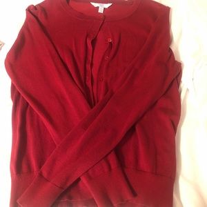Red long sleeve button cardigan
